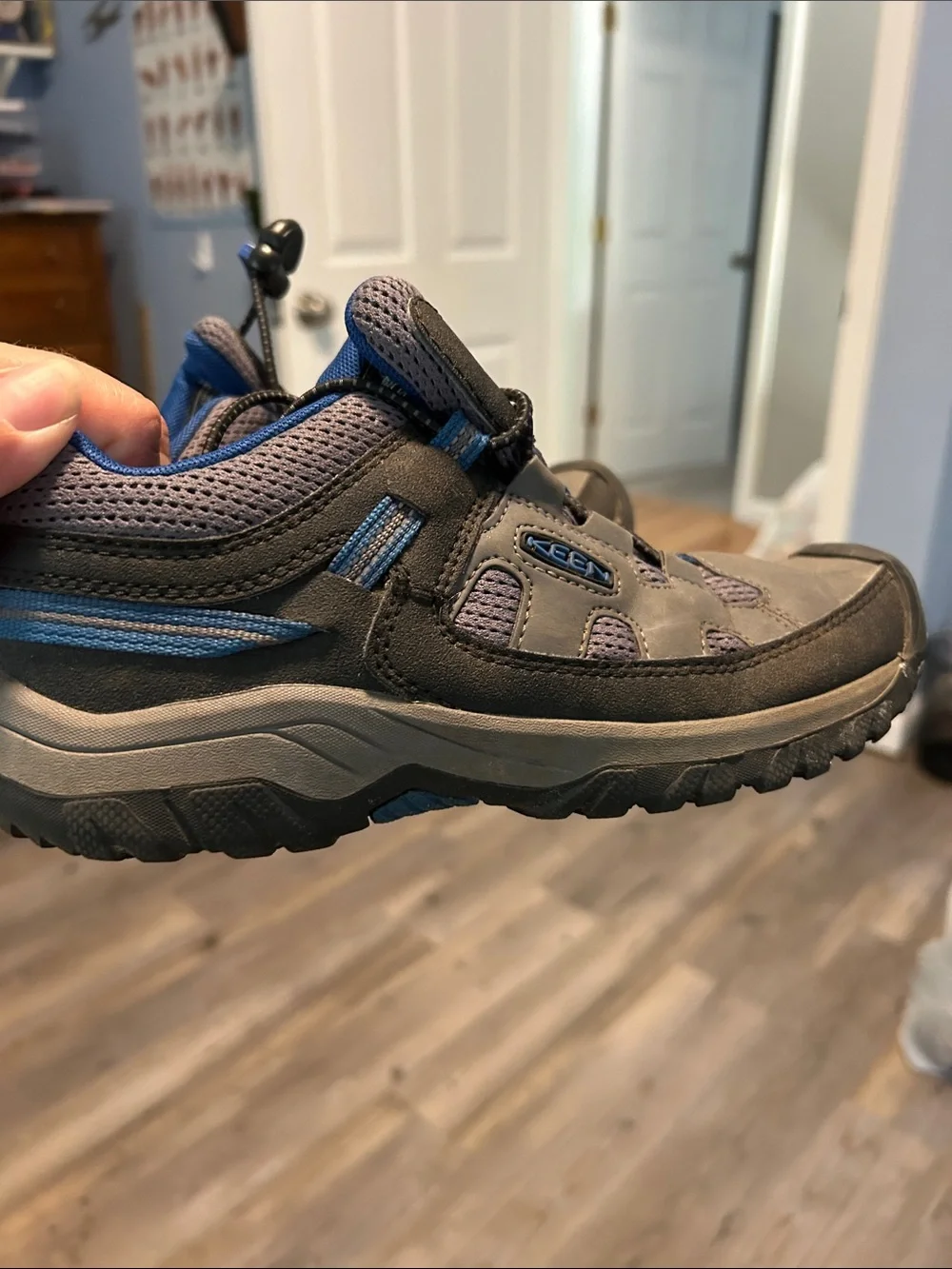KEEN Boys Gray and Blue Hiking Boots